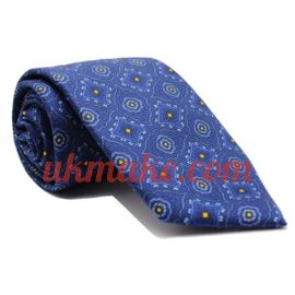 Andrew's Milano Blue with Yellow dots Jacquard Tie