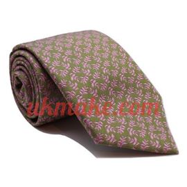 Andrew's Milano Green with Pink Leaves Tie