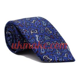 Andrew's Milano Blue Paisley Printed Jacquard Tie