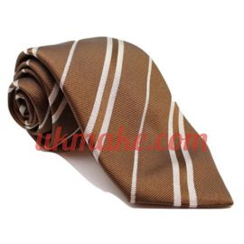 Andrew's Milano Brown with White Stripes Necktie 