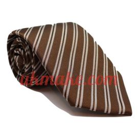 Andrew's Milano Brown Double White Stripe Tie