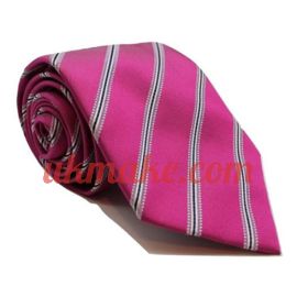 Andrew's Milano Pink with White and Navy Stripe Extra Long Tie