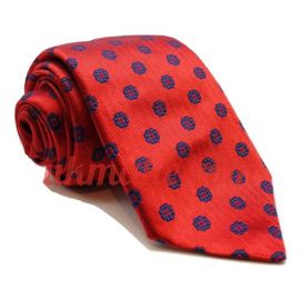 Andrew's Milano Bright Red with Navy Flowers Extra Long Necktie