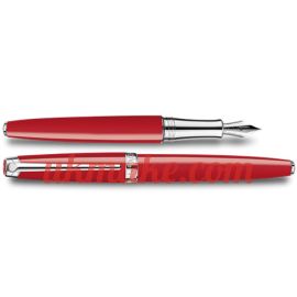 Caran D'Ache SILVER-PLATED, RHODIUM-COATED LÉMAN SCARLET RED FOUNTAIN PEN